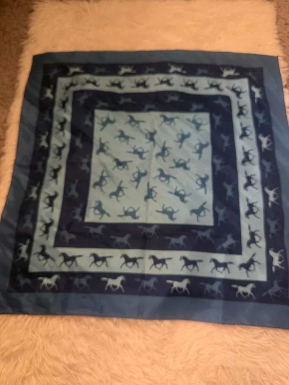 Vintage Japan Acetate Scarf Horse Equestrian Theme-AS IS